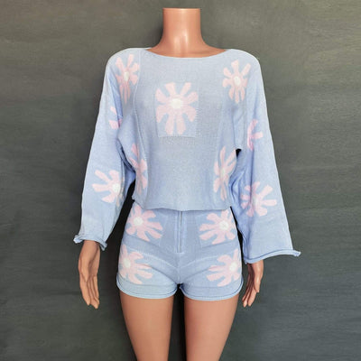 wickedafstore Light blue / L Daisies All-Over Two Piece Set