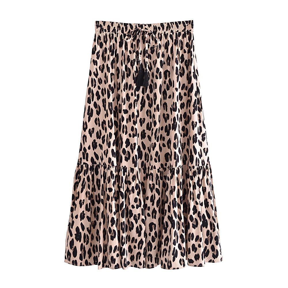 wickedafstore Light leopard / S Fedora Boho Maxi Skirt