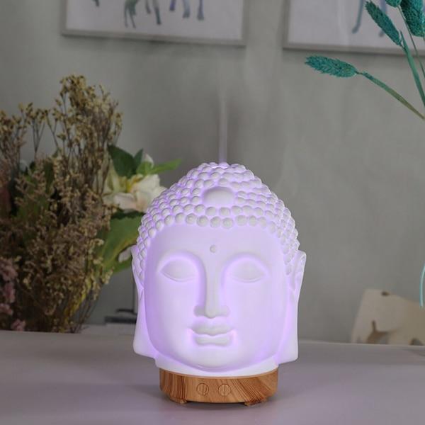 wickedafstore Light Wood Buddha Head Aromatherapy Lamp