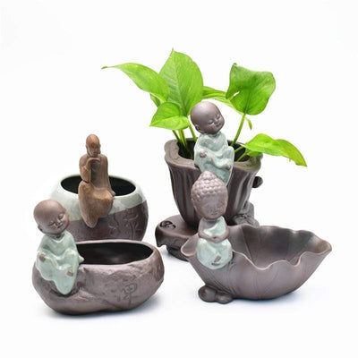 wickedafstore Little Monk Ceramic Flower Pot