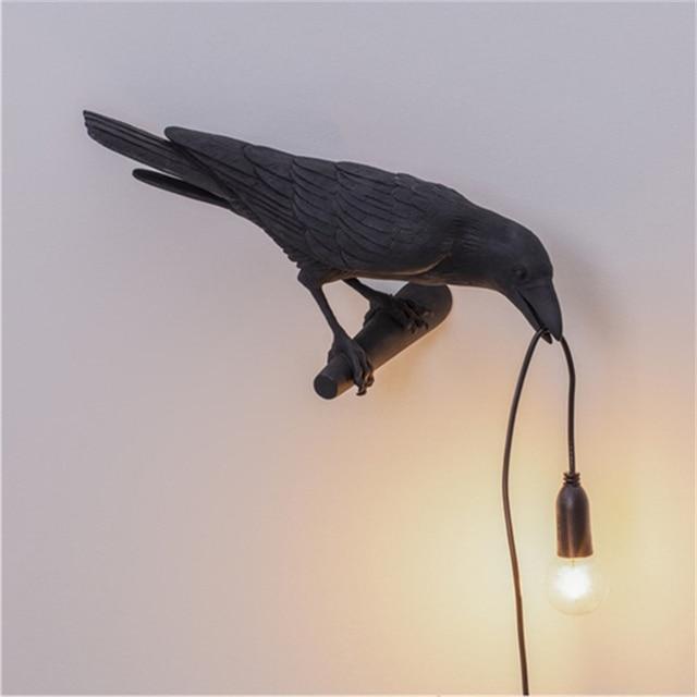 wickedafstore looking Bird lamp 3 The Crow Wall Light
