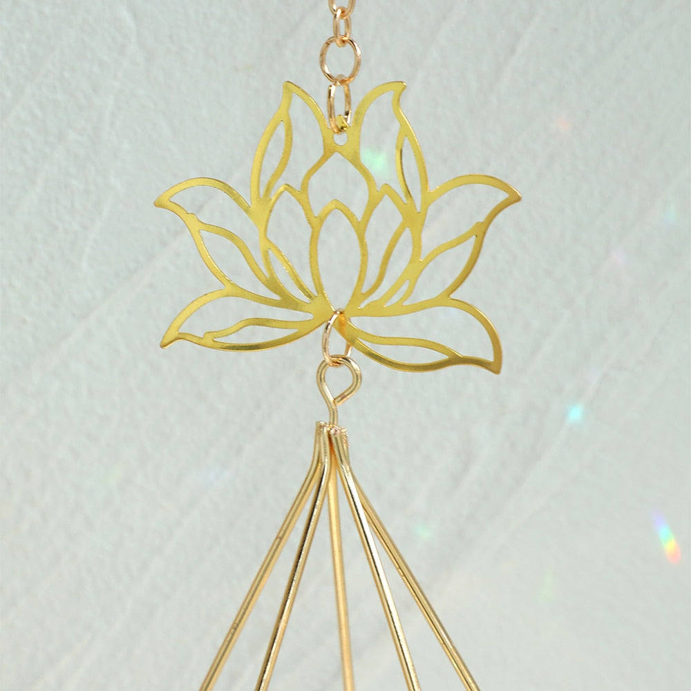 wickedafstore Lotus Air Plant Hanger With Crystal Stone Suncatcher