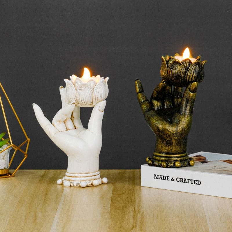 wickedafstore Lotus Buddha Hand Candle Holder
