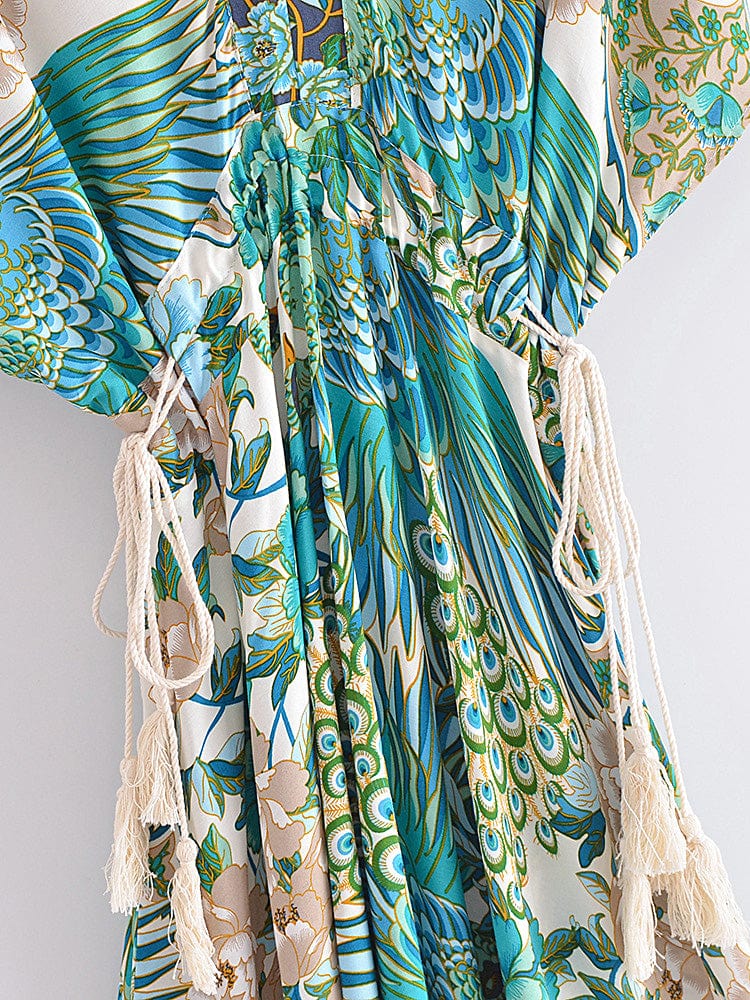wickedafstore Mali Peacock Floral Maxi Dress