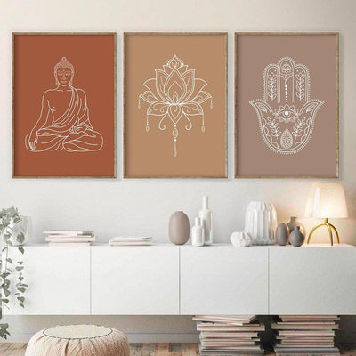 wickedafstore Mandala Buddha Lotus Canvas Posters