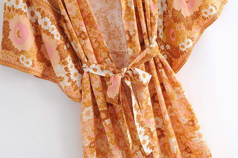 wickedafstore Manon Orange Floral Kimono