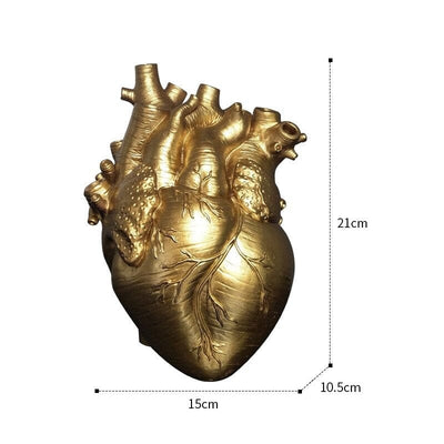 wickedafstore Medium Gold Anatomical Heart Vase