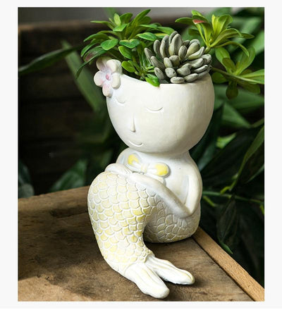 wickedafstore Mermaid Figurine Planter Pot