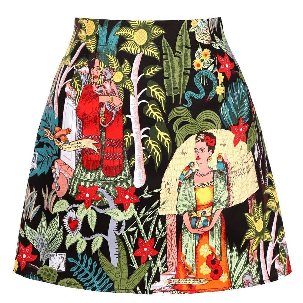 wickedafstore Mexican Artist A-Line Skirt