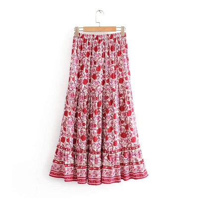 wickedafstore Milagros Floral Midi Skirt