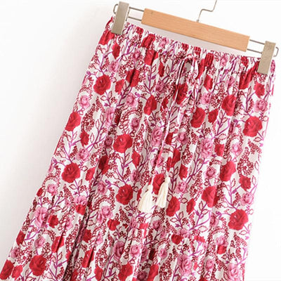 wickedafstore Milagros Floral Midi Skirt