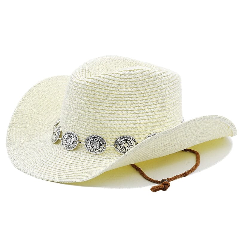 wickedafstore Milk white Wesley Straw Western Cowboy Hat