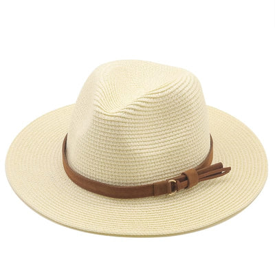 wickedafstore Milky white Memphis Straw Fedora Hat