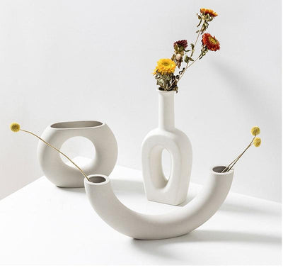 wickedafstore Minimalist White Flower Vases