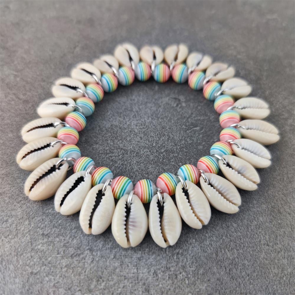 wickedafstore Mix Pink Sea Shell Multil Beads Bracelet