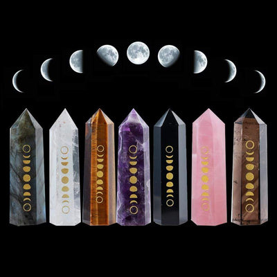 wickedafstore Moon Phases Natural Crystal Wands