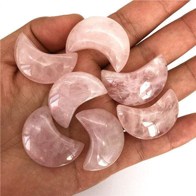 wickedafstore Moon Shaped Pink Quartz Crystal