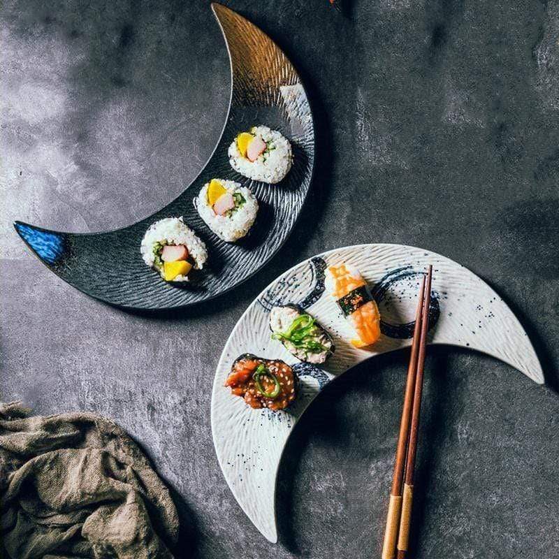 wickedafstore Moon Shaped Sushi Plate