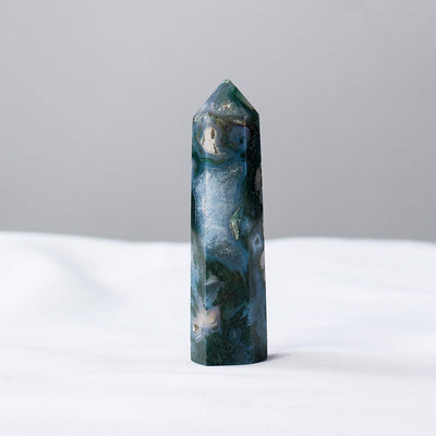 wickedafstore Moss Agate Point Tower Crystal