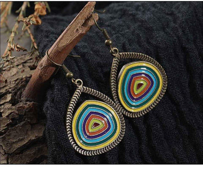 Multicolor Round Pendant Earrings