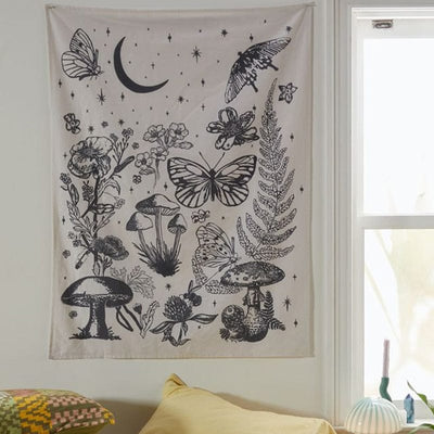 wickedafstore Mushroom Garden Tapestry
