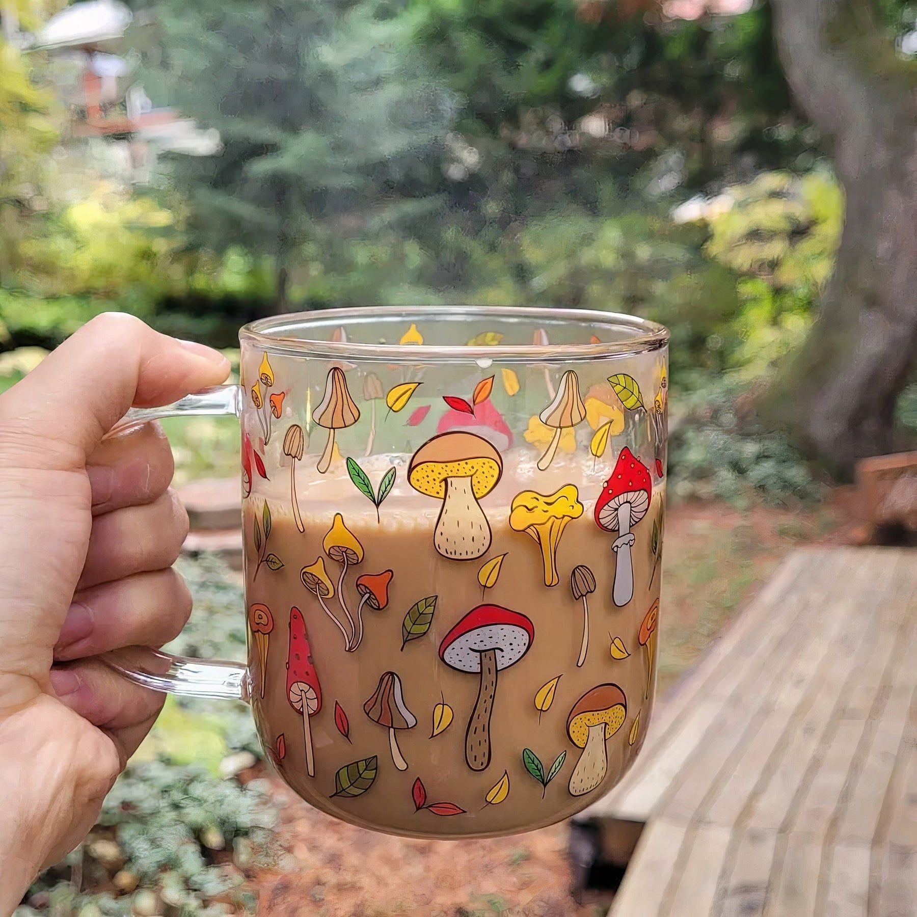Mushroom Coffee Glass, Mushroom Glass Cups, Mushroom Coffee Cup