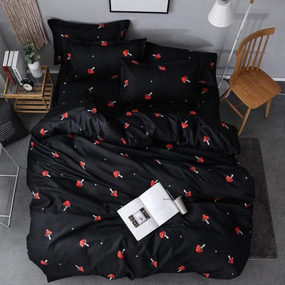 wickedafstore Mushroom Print Duvet Set