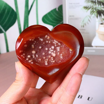 wickedafstore Natural Carnelian Stone Heart Carving