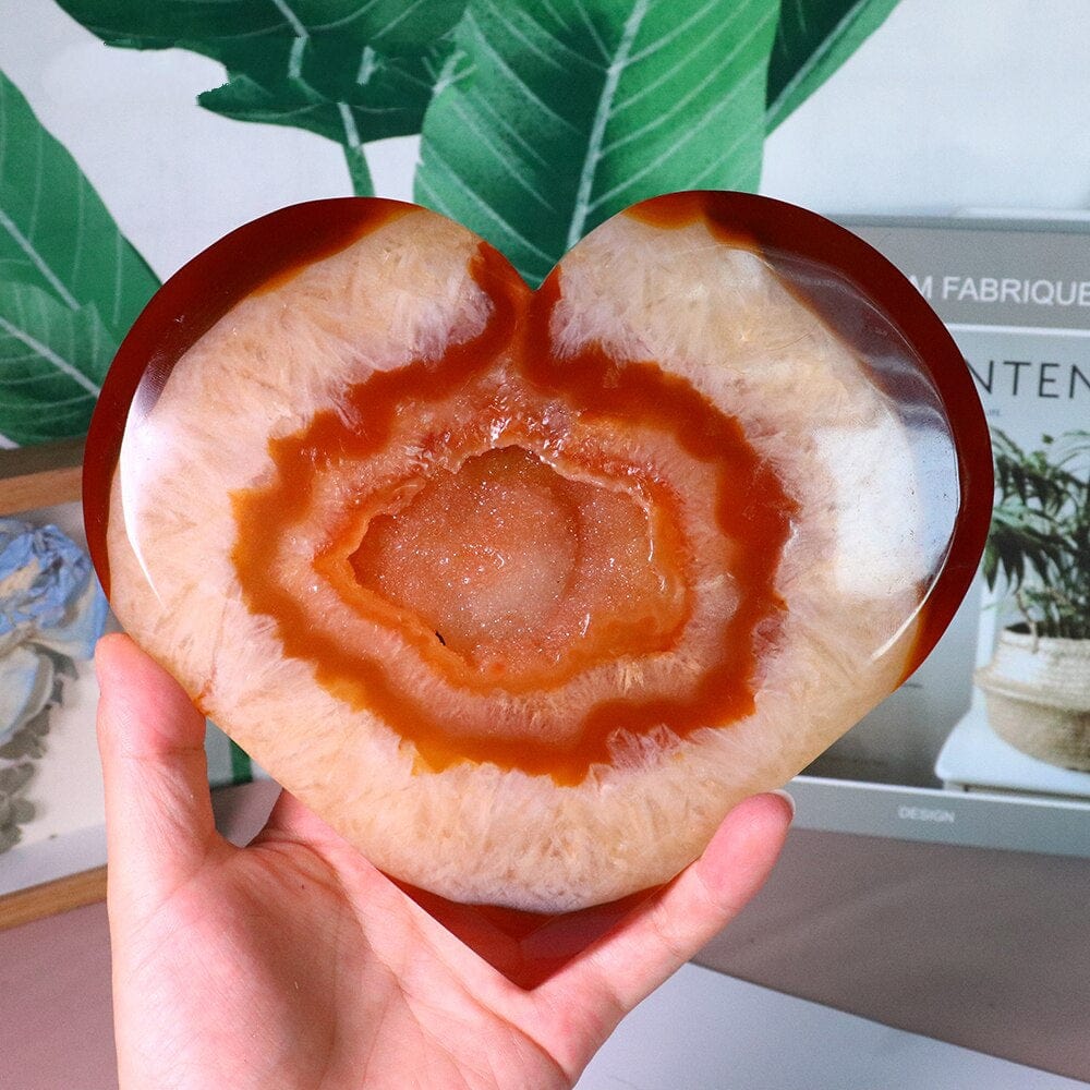 wickedafstore Natural Carnelian Stone Heart Carving