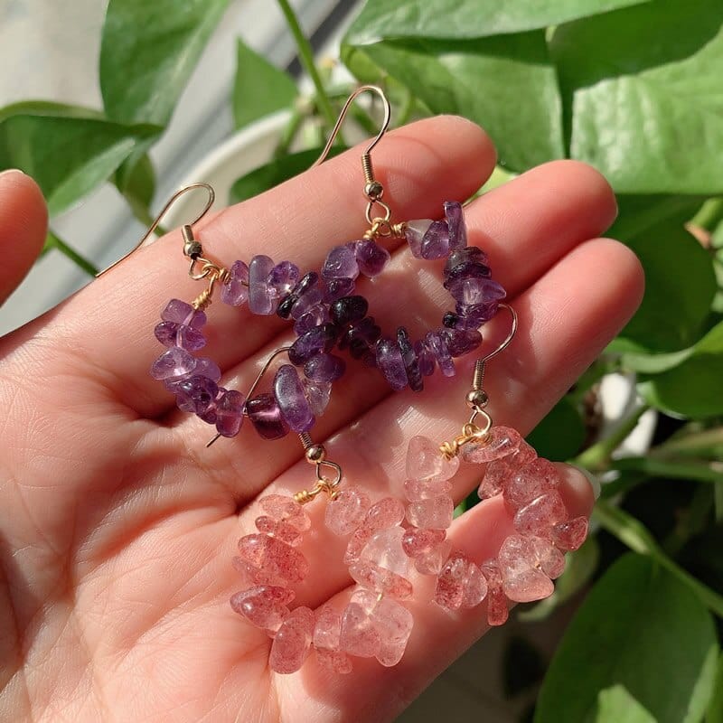 wickedafstore Natural Crystal Beads Earring