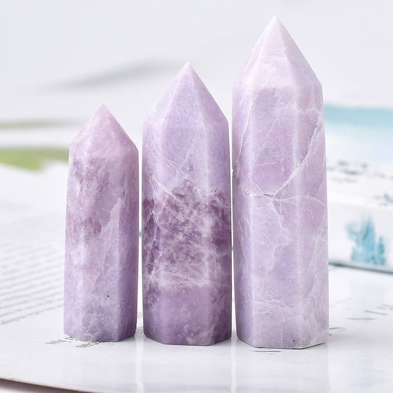 wickedafstore Natural Crystal Quartz Lilac Stone Energy Pillar Obelisk Wand Rock Mineral Reiki Healing Crystal Wand Home DecorCollect Souveni