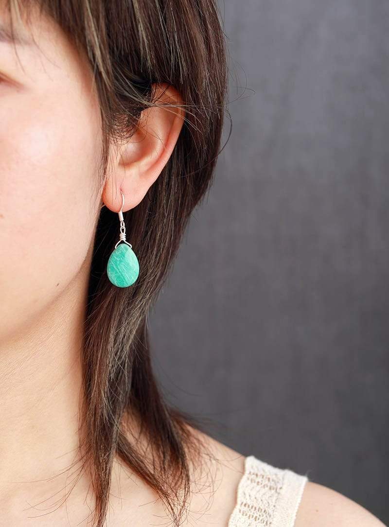 wickedafstore Natural Gemstone Teardrop Earrings