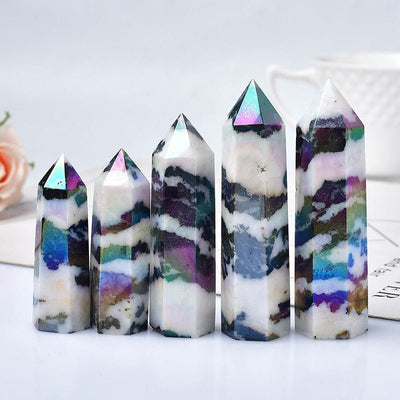 wickedafstore Natural Titanium Aura Crystal Tower