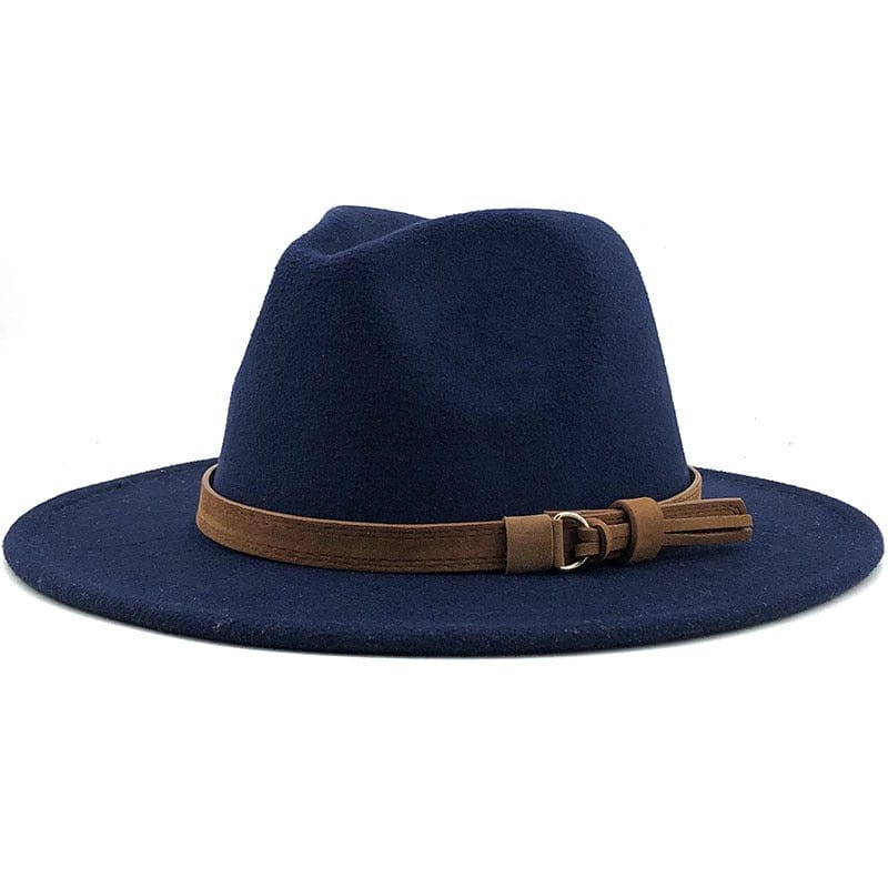 wickedafstore Navy / 56-58CM Eridian Fedora Hat With Leather Ribbon