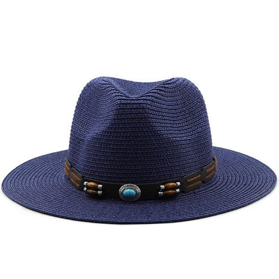 wickedafstore Navy / 56-58CM Winifred Panama Fedora Straw Hat