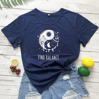 wickedafstore Navy Blue - White text / S Find The Balance Graphic Tee