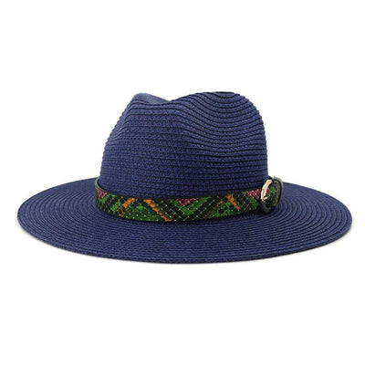 wickedafstore Navy Panama Straw Hat