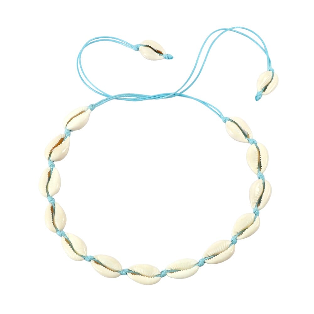 wickedafstore Necklace Blue Seashell Necklace or Bracelet
