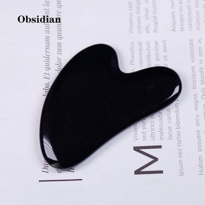 wickedafstore Obsidian Gua Sha Heart Shaped Crystal Quartz