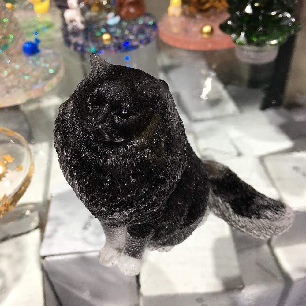 wickedafstore Obsidian Natural Crystal Lady Cat Carving