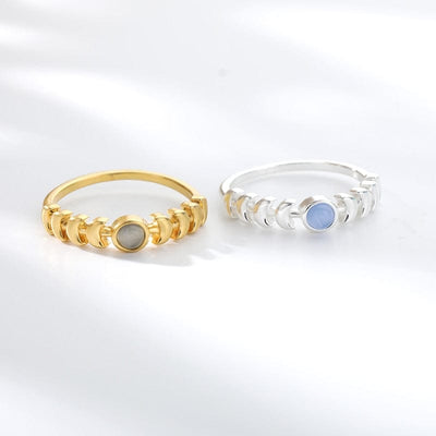 wickedafstore Opal Crescent Moon Ring