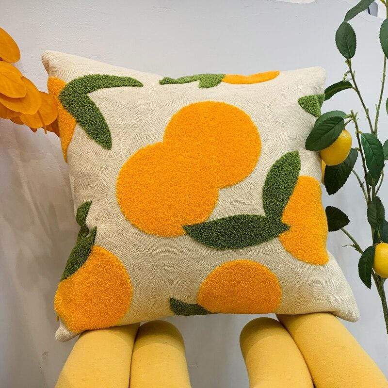 wickedafstore Orange Embroidery Cushion Cover