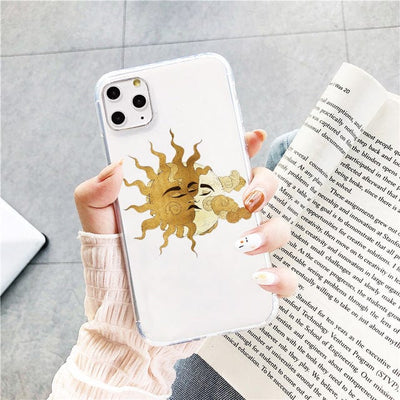 wickedafstore Orange Sun & Moon / for iphone 7 Mystical Sun And Moon Face Phone Case
