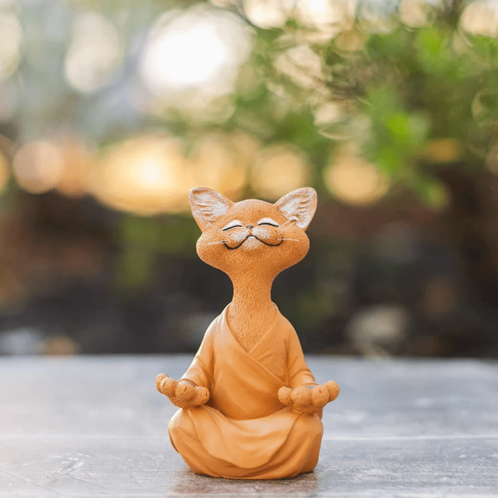 wickedafstore Orange Zen Cat Buddha