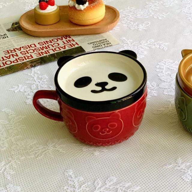 wickedafstore Panda Happy Animals Breakfast Mugs