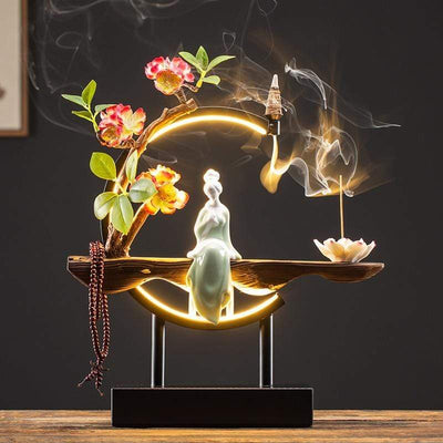 wickedafstore Peaceful Lady Backflow Incense Burner Lamp