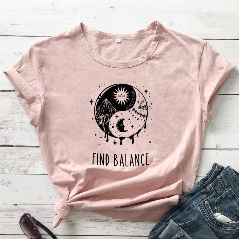 wickedafstore Peach - Black text / S Find The Balance Graphic Tee