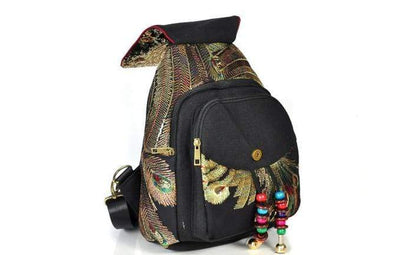 wickedafstore Peacock Embroidered Ethnic Style Backpack