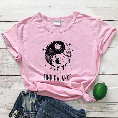 wickedafstore Pink - Black text / S Find The Balance Graphic Tee