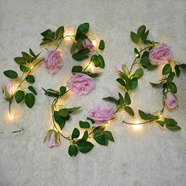 wickedafstore pink bud rose / 0-5W Decorative Rose Vine String Lights